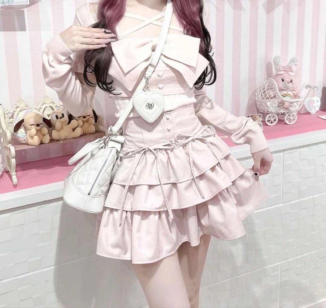 HONEY MEW ハニーミュウ ティアードフリルスカート ピンク xs - メルカリ