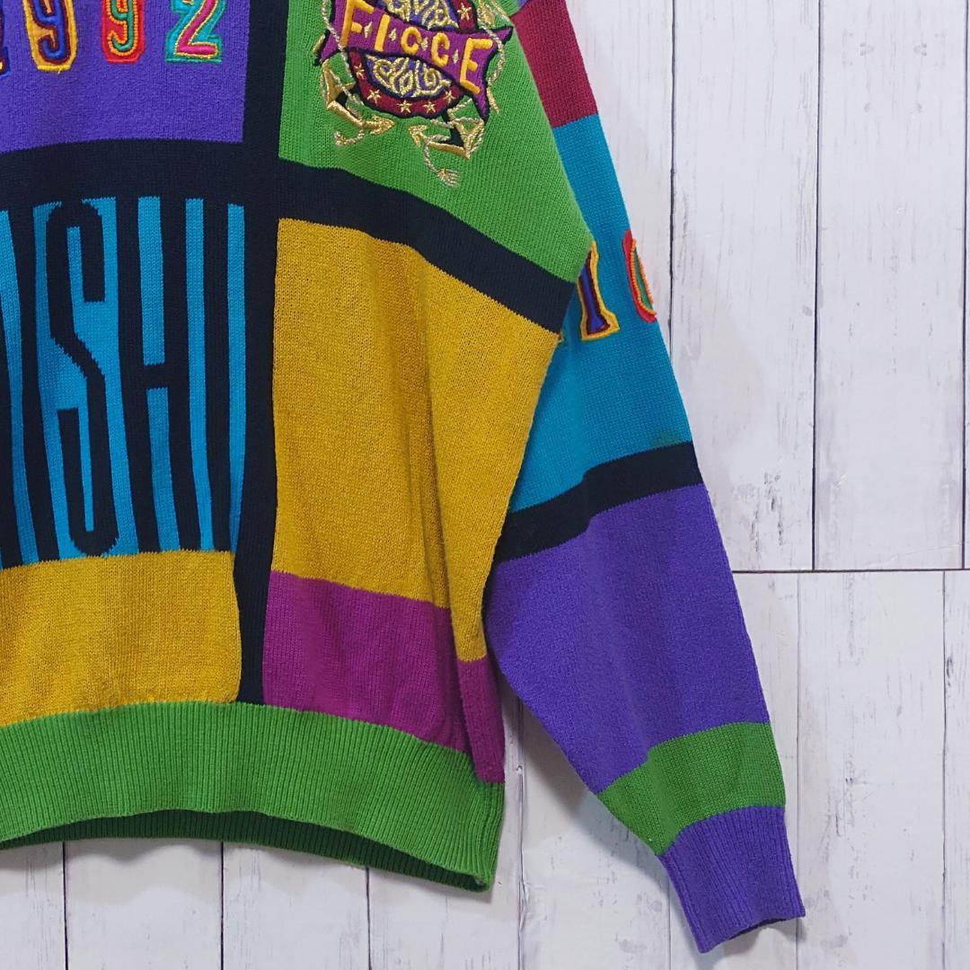 90sヴィンテージ ficceフィッチェ 3Dパッチワークニット ドン小西