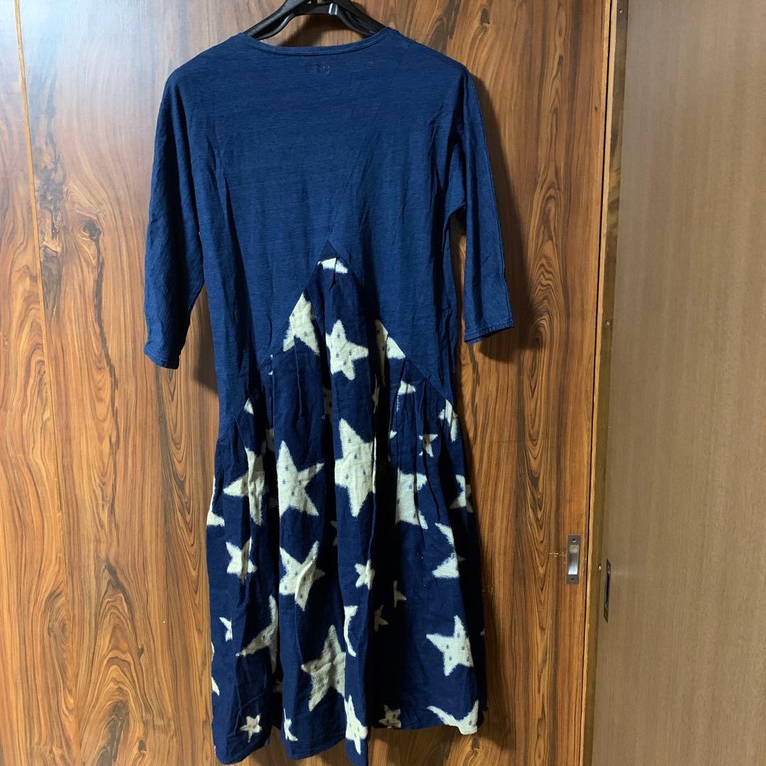 KAPITAL ネイビー 星柄 七分袖ワンピース