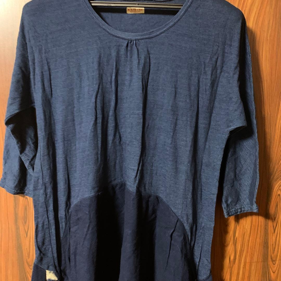 KAPITAL ネイビー 星柄 七分袖ワンピース