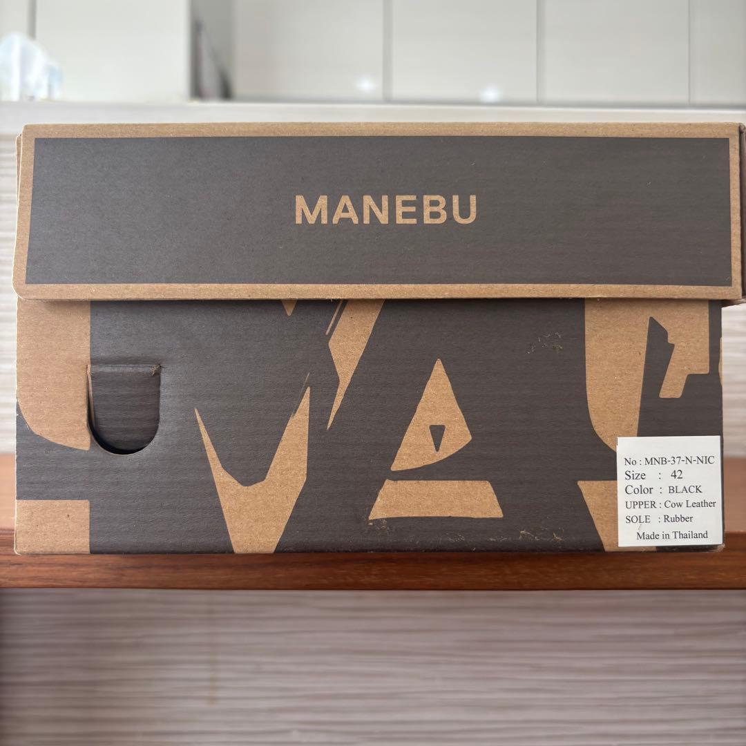 【美品】MANEBU マネブ　黒 レザー モカシンスタイル 27.5㎝
