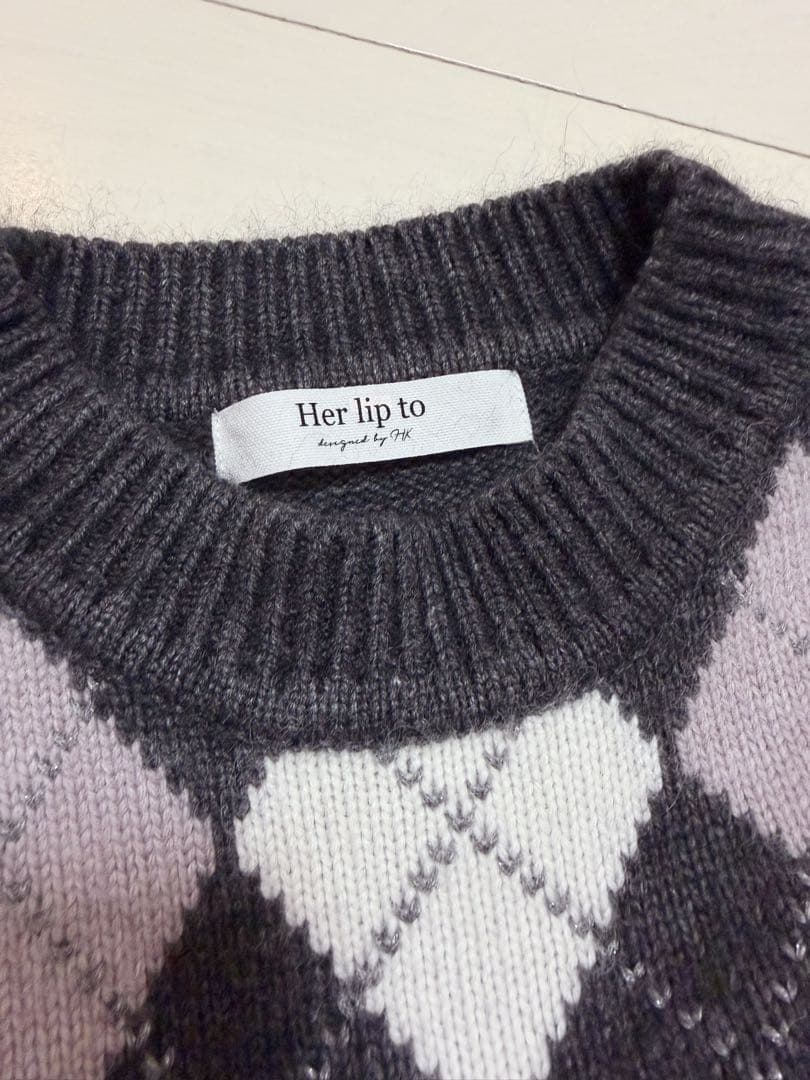 ワンピース Herlipto Moor Argyle Ribbon Knit Dress