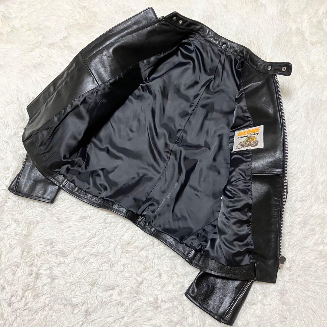 【稀少美品】オゾンコミュニティ OLD レザー シングルライダースジャケット 黒