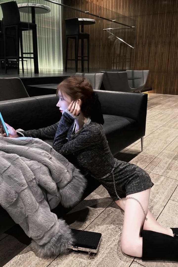 BELEARMIMI ベリアミミ デザインチェーンツイードコンビネゾン