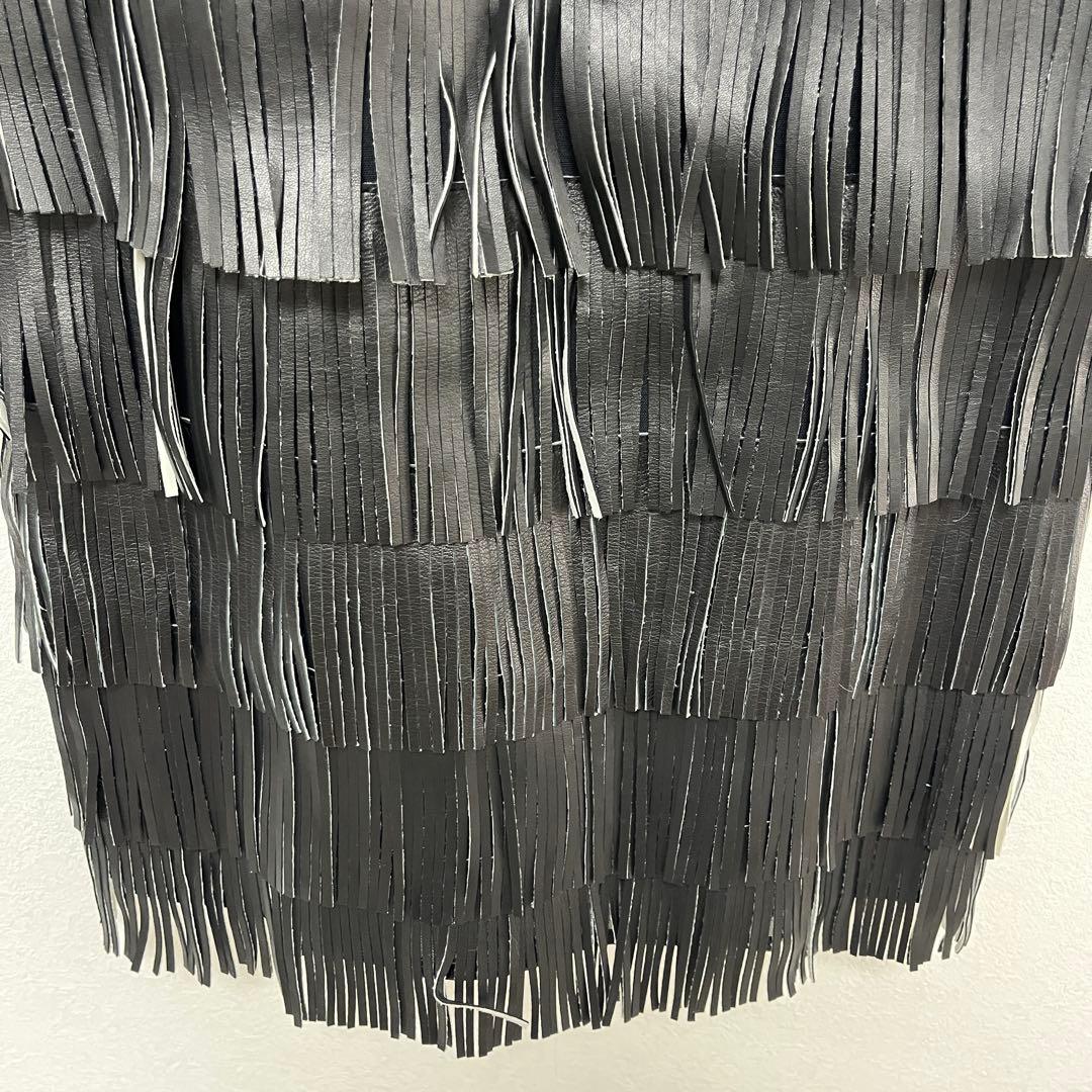 TENAX テナックス　イタリア製　本革　レザー　フリンジ　ワンピース　ベスト