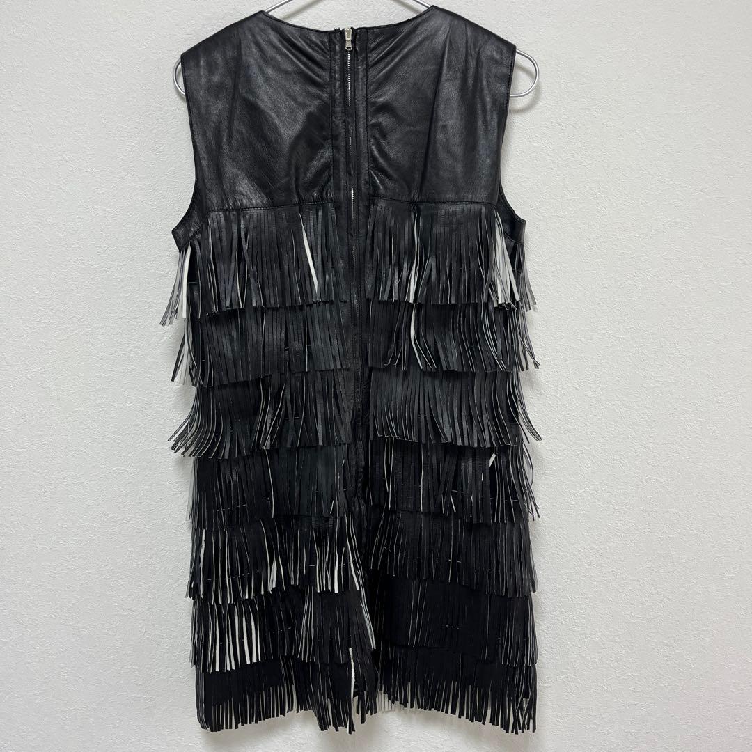 TENAX テナックス　イタリア製　本革　レザー　フリンジ　ワンピース　ベスト