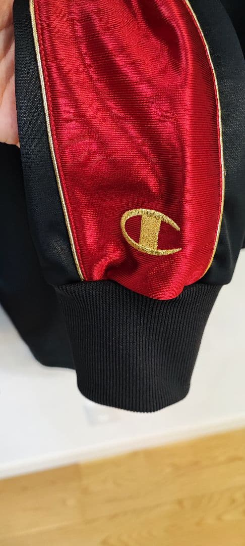 A1【美品】希少魔裟斗モデル　チャンピオン　ジャージ　上下　刺繍　黒　L　フード