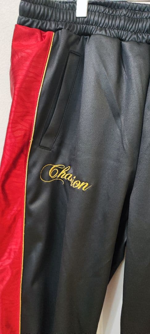 A1【美品】希少魔裟斗モデル　チャンピオン　ジャージ　上下　刺繍　黒　L　フード