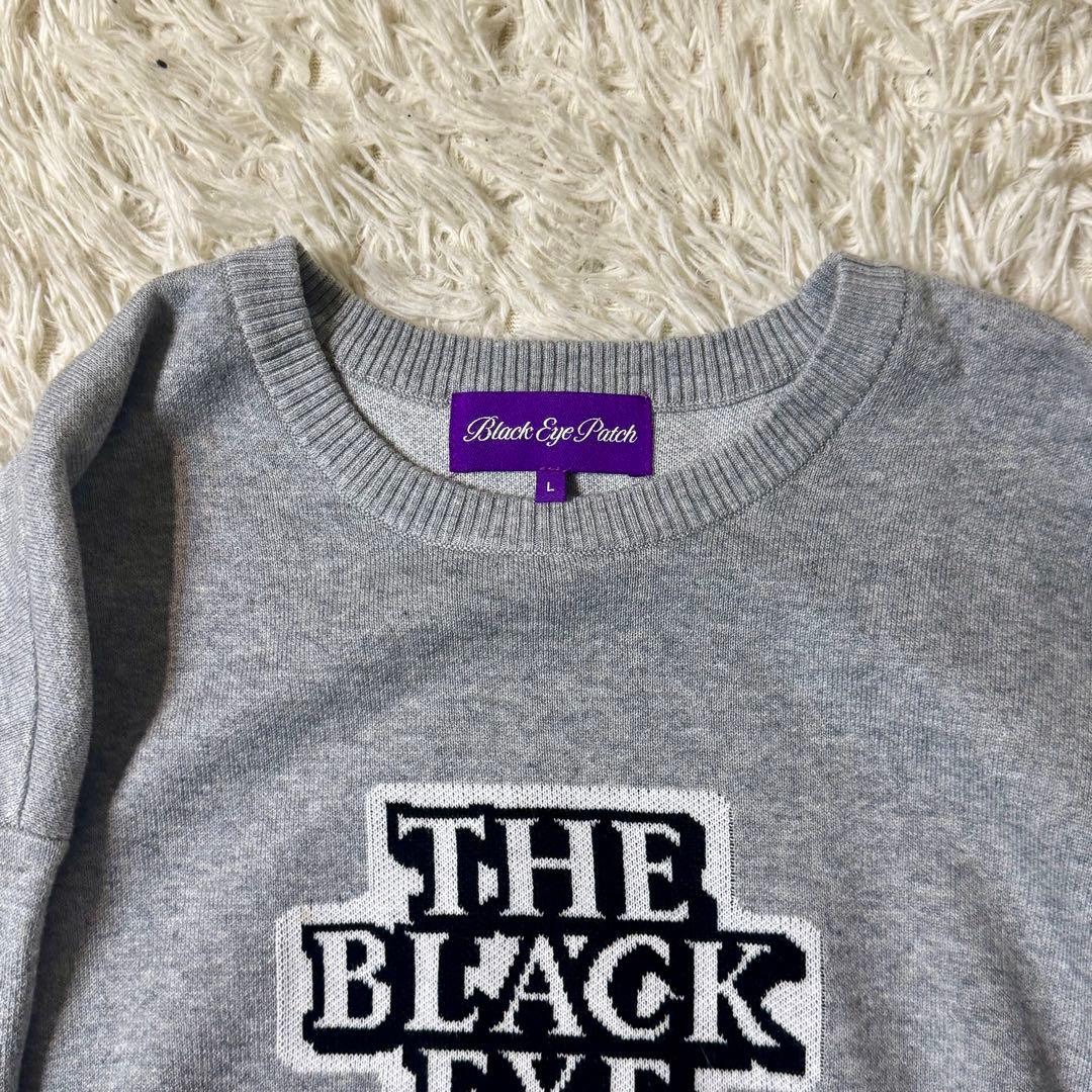 【完売モデル 美品】ブラックアイパッチ ロゴ ジャガードニット Lサイズ