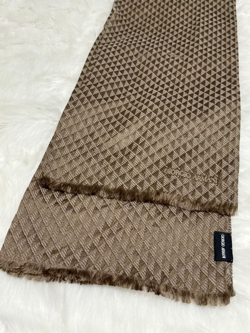 Giorgio Armani ブラウン マフラー 近年モデル GIORGIO ARMANI 幾何学