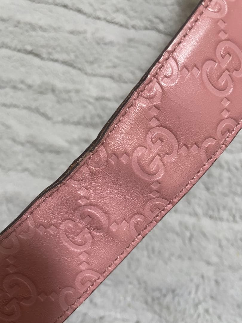美品GUCCI ダブルGロゴ ピンクレザーベルト