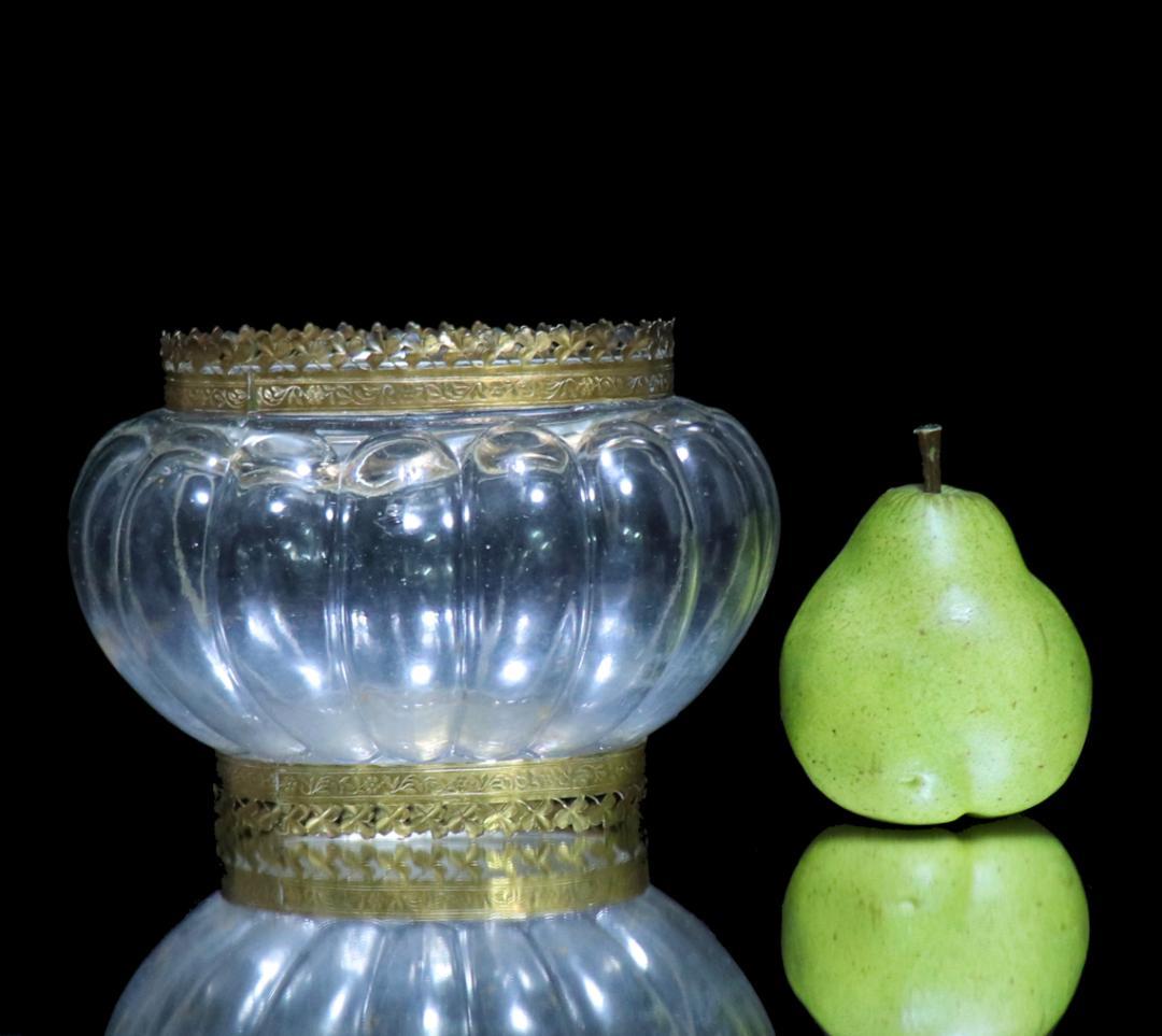 オールド・バカラ 1880年 ブロンズ装飾大型鉢 センターピース 小物入れ 花瓶