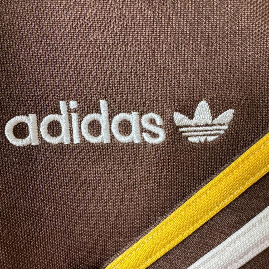 【希少】アディダス ジャージ 3XL 茶色 ブラウン イエロー 黄色 ミニロゴ