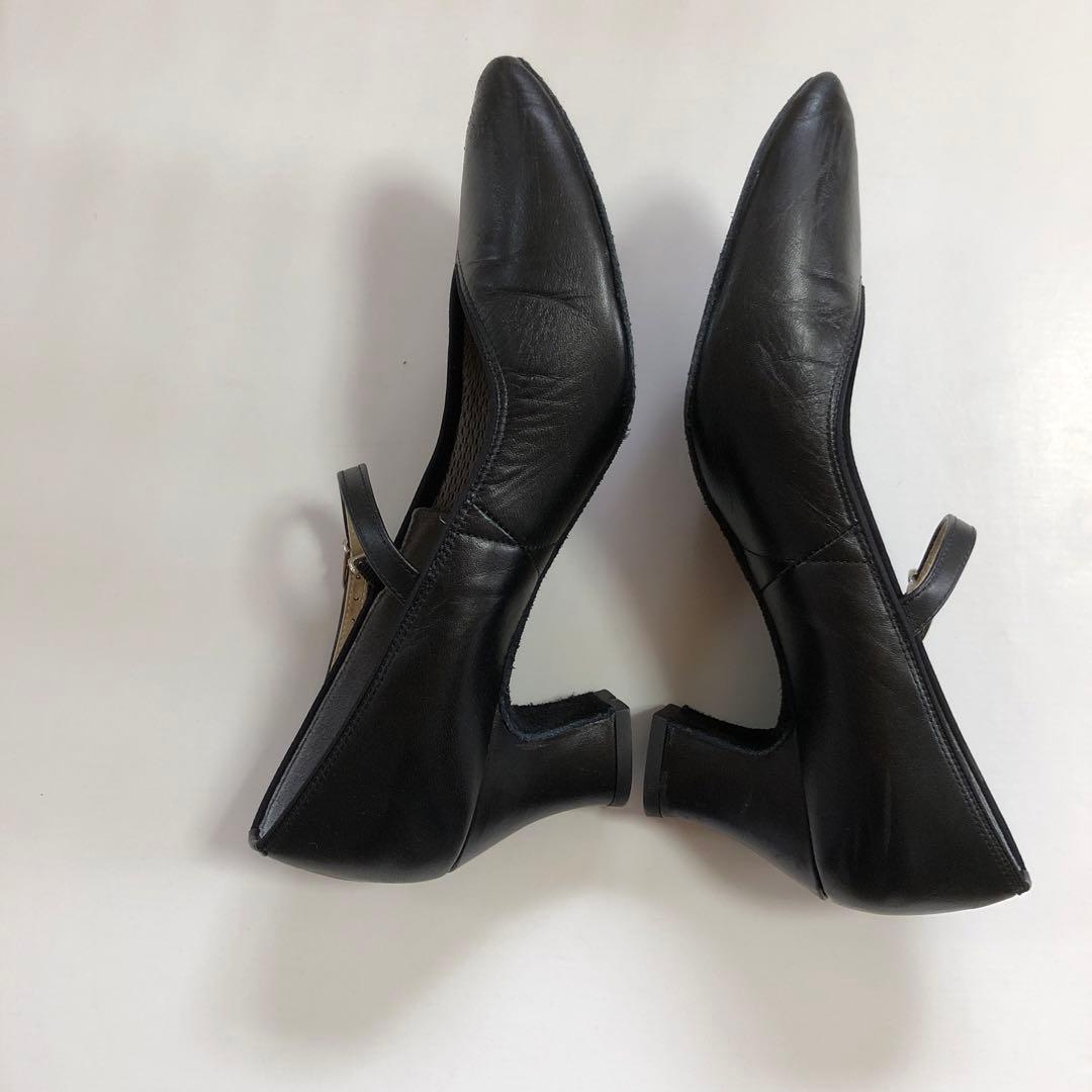 月の舟　23cm 5cmヒール　ダンス用　ブラックパンプス