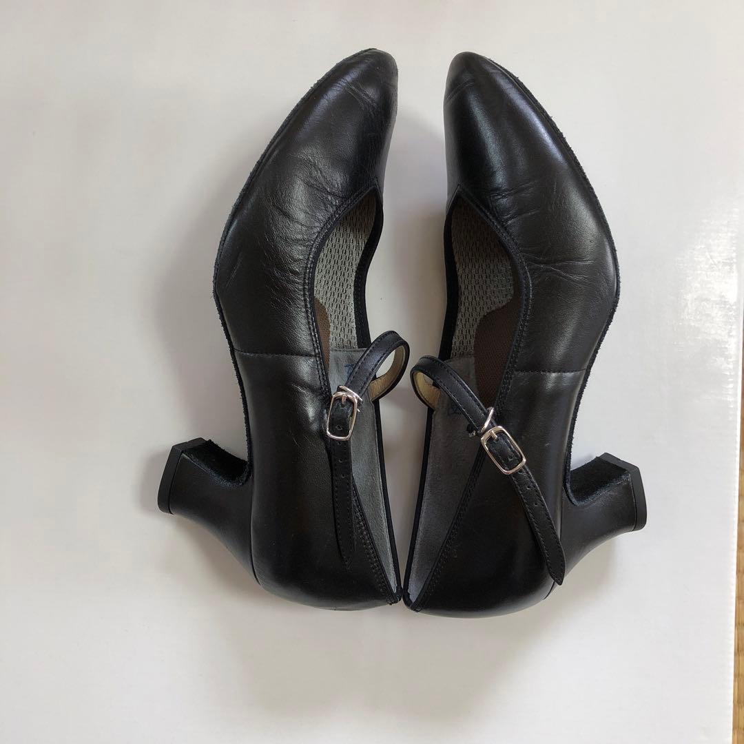 月の舟　23cm 5cmヒール　ダンス用　ブラックパンプス