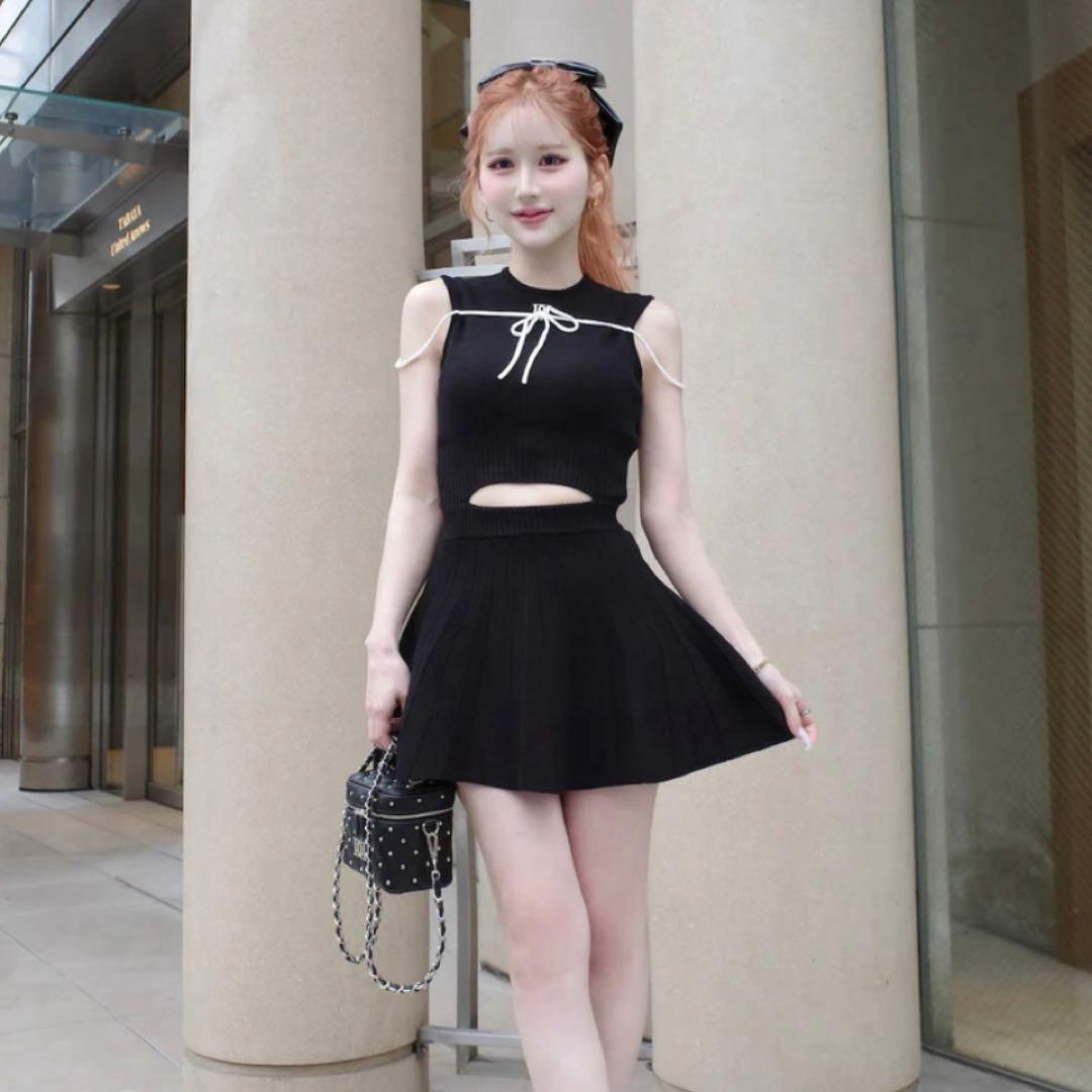 ウエストオープンストリングニットミニワンピース ダーリッチ Darich