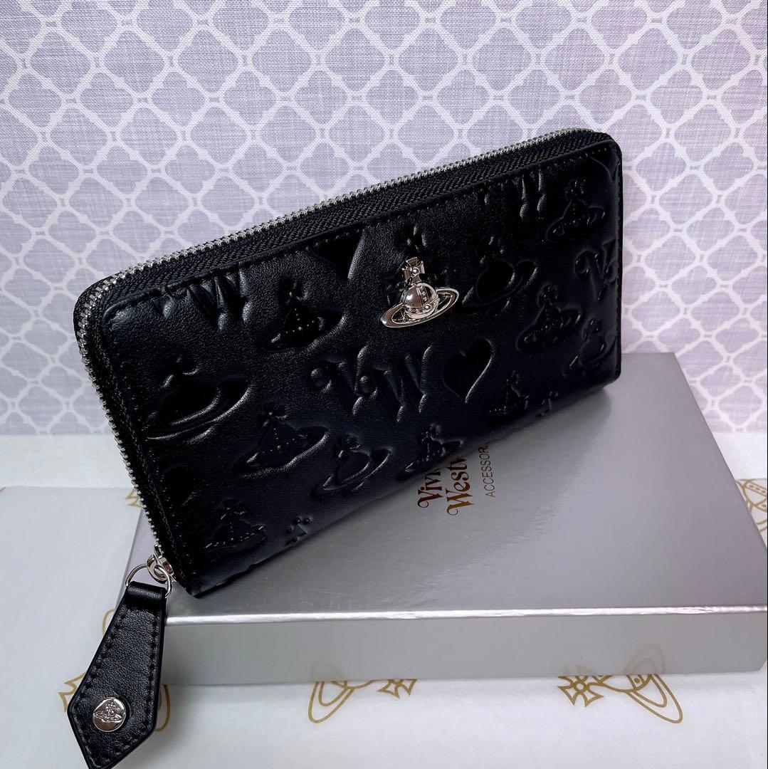 内側に素敵な柄✩】Vivienne Westwood 長財布 マット ブラック - メルカリ