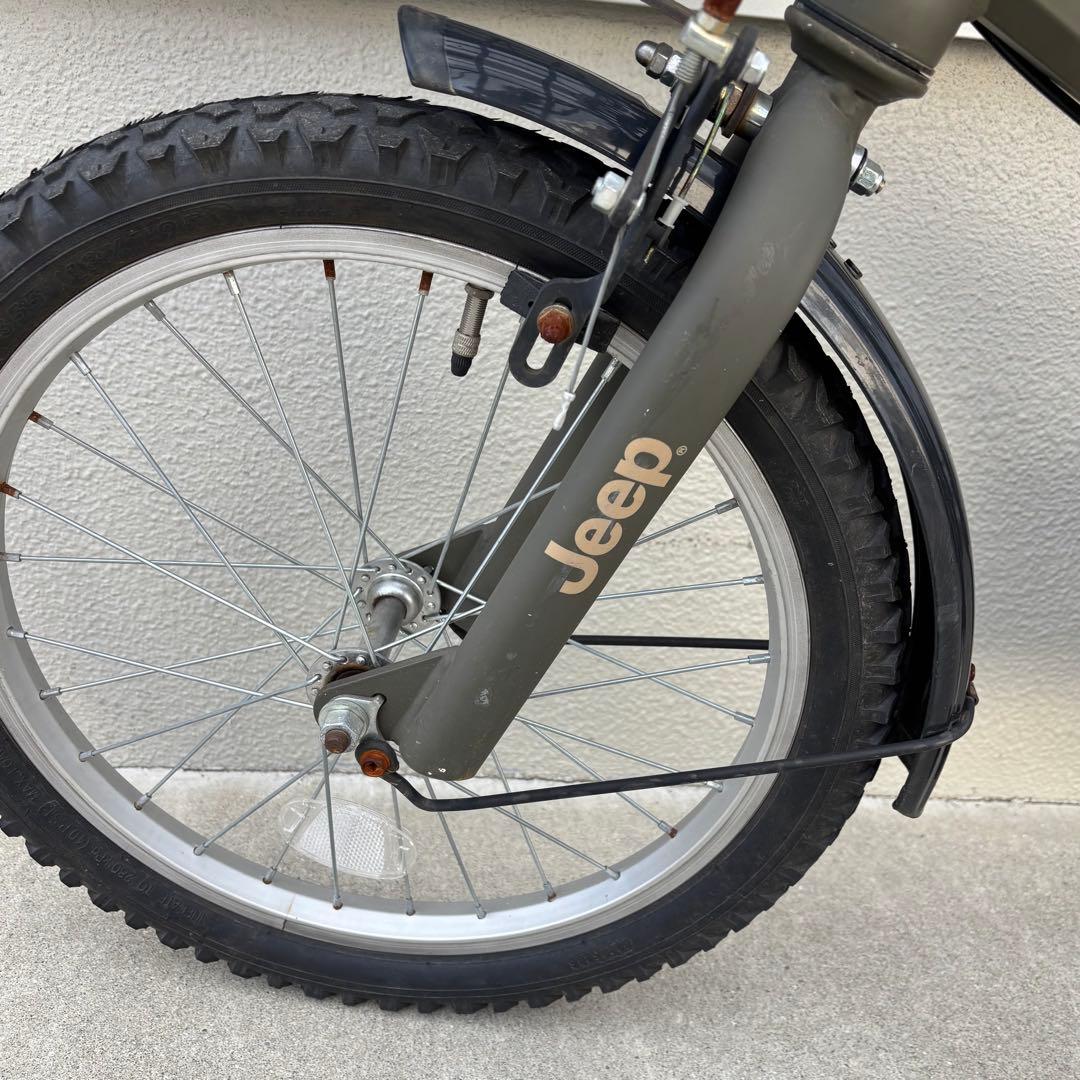 Jeep 子供 キッズ 自転車 前カゴ付き カーキ 18