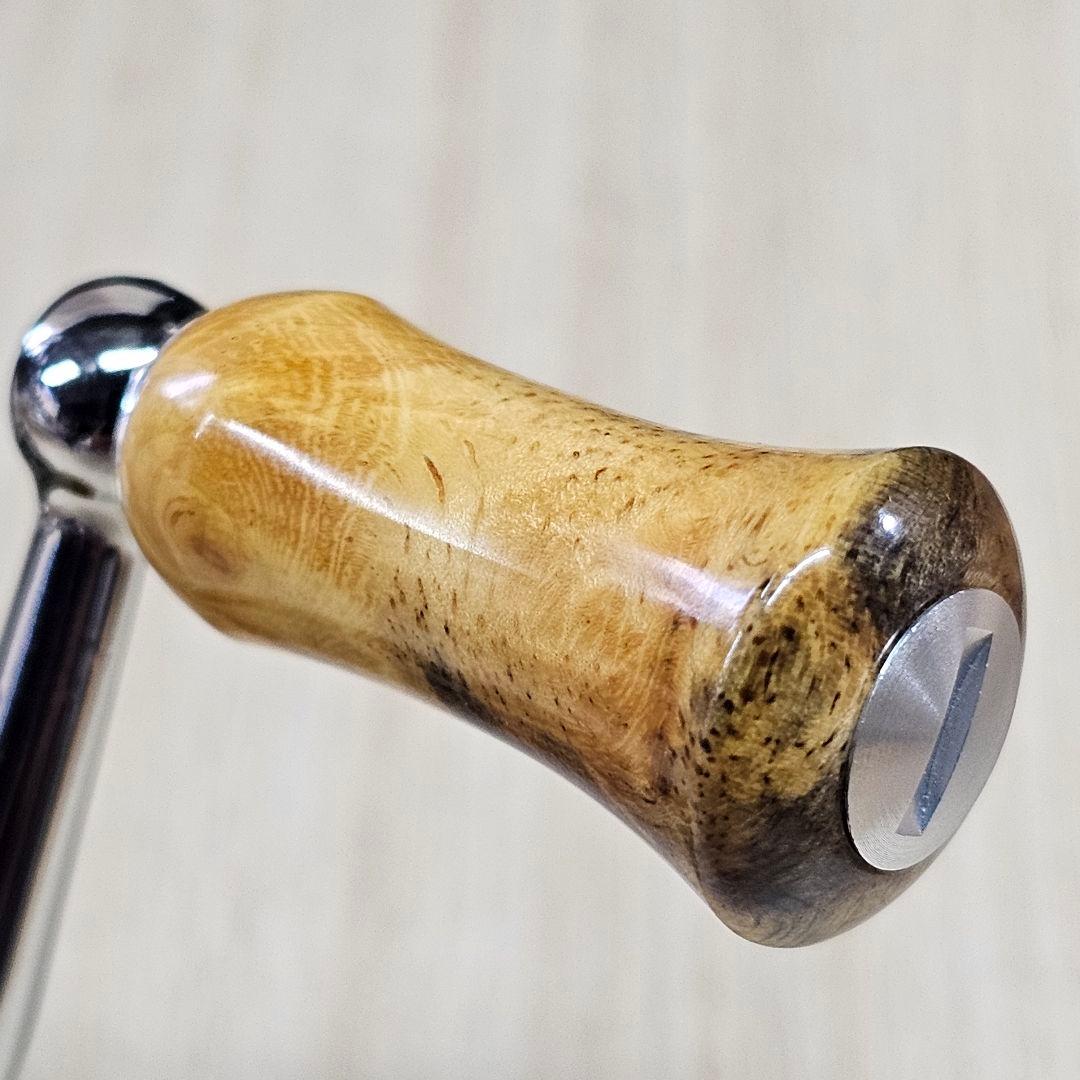 「花梨瘤(青白)カシューうるし仕上げ」手作りウッドハンドルノブ／シマノAダイワS