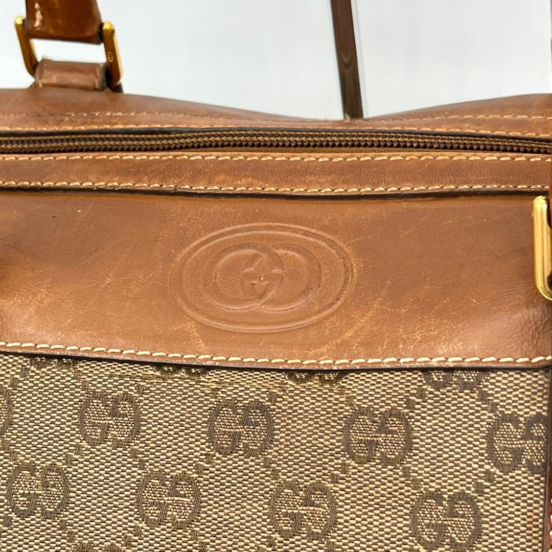 GUCCI ハンドバッグ ミニボストン GG柄 インターロッキング ブラウン