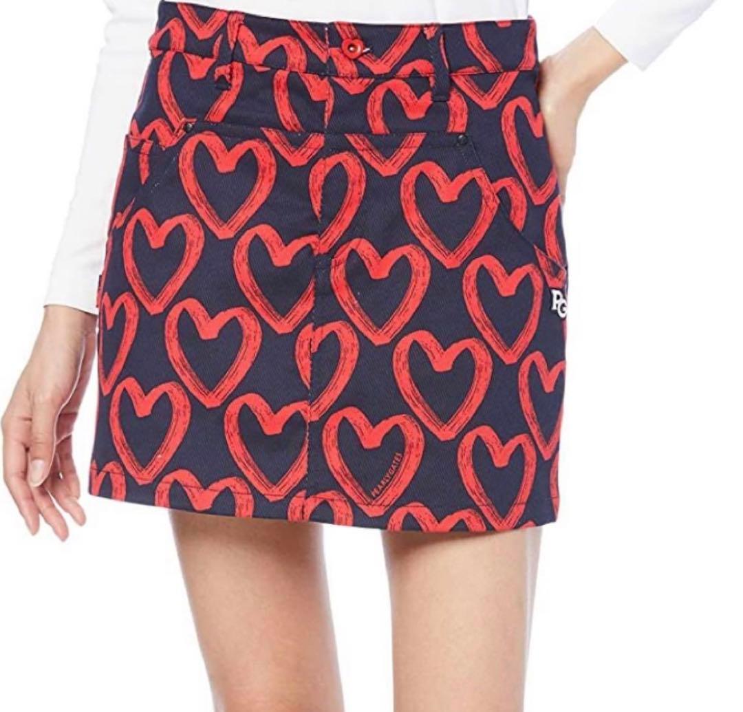 新品　パーリーゲイツ　ルアンチンカルゼ落書きハート柄スカート　サイズ0