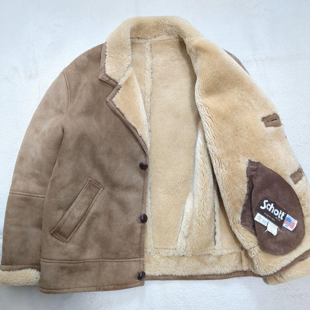 SCHOTT ランチコート ムートンジャケット くるみボタン 40サイズ