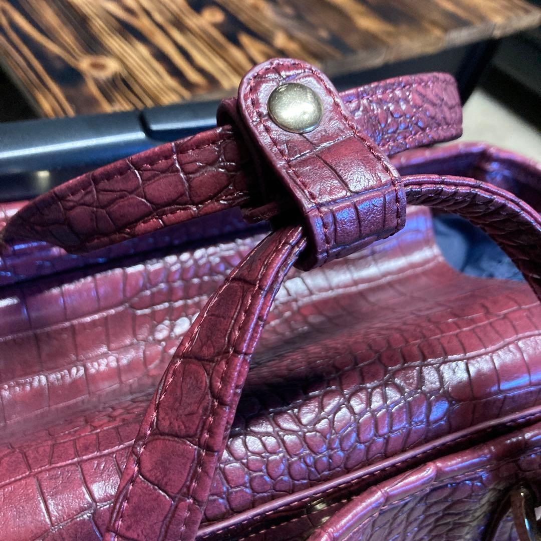 ✳️ SWANY スワニー キャリーバッグ クロコ 型押し 2way レッド