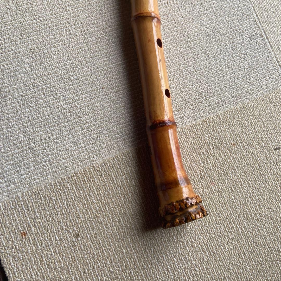 219 尺八本体 ニ尺一寸管　珍しい地無し延管　竹製 5音孔
