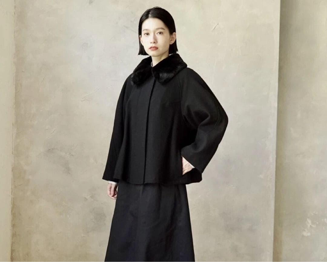 【匿名配送】 foufou ファーカラーハーフコート