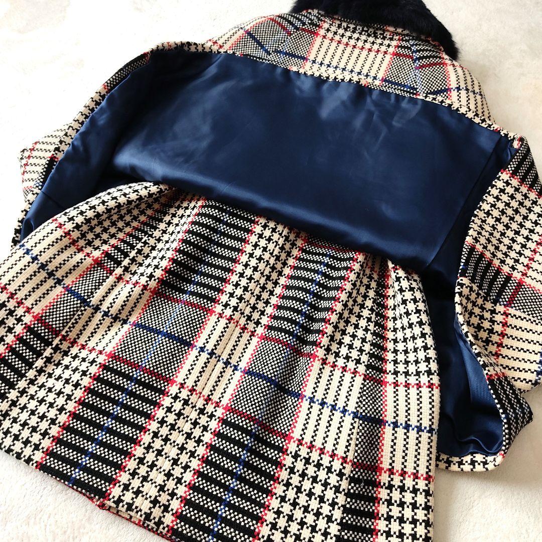 美品✨ロイスクレヨン ポンチョ　ケープコート チェック柄