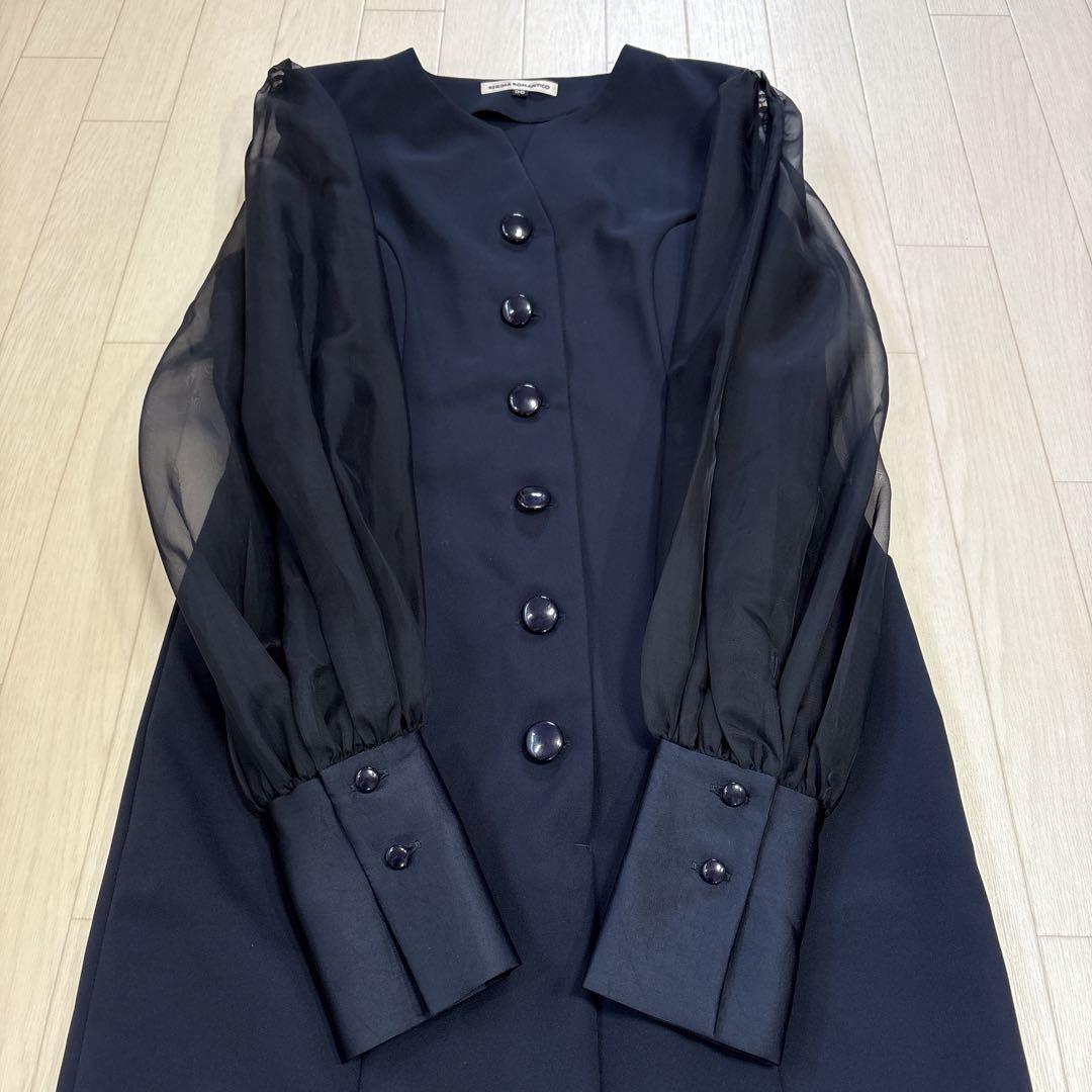 レジーナロマンティコ オーガンジースリーブワンピース リボン ネイビー 36