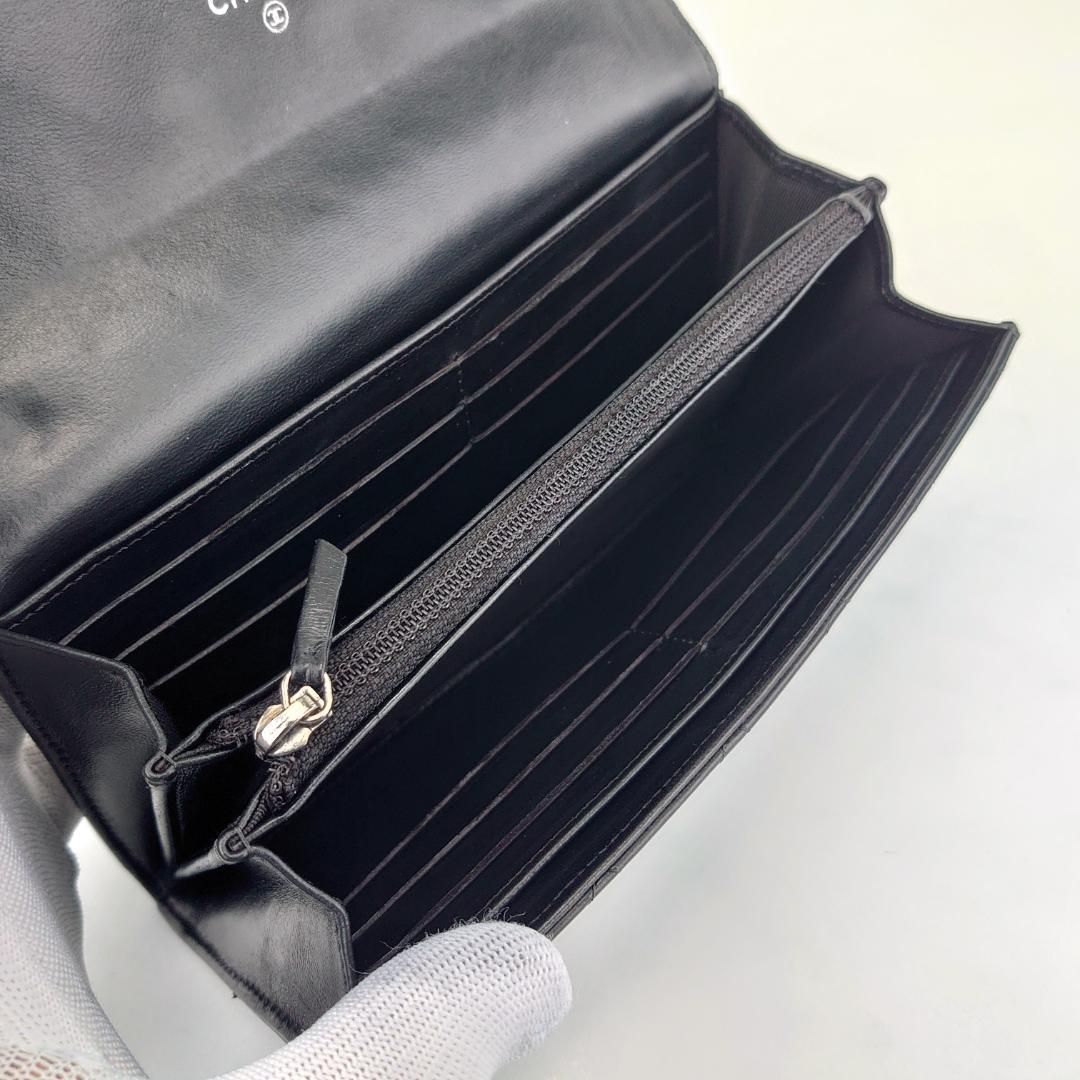 【美品】シャネル　マトラッセ　フラップ長財布　ラムスキン　1208