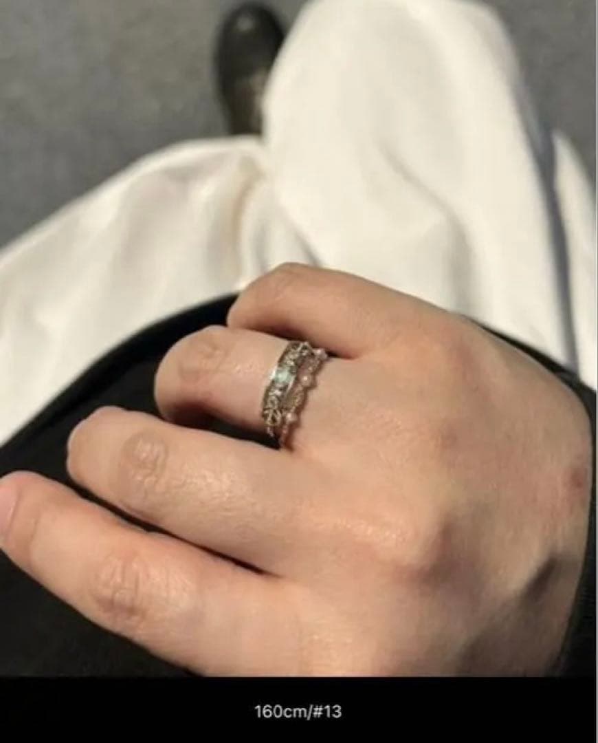 sui　agate 指輪　リング　k10 パールリング　13号