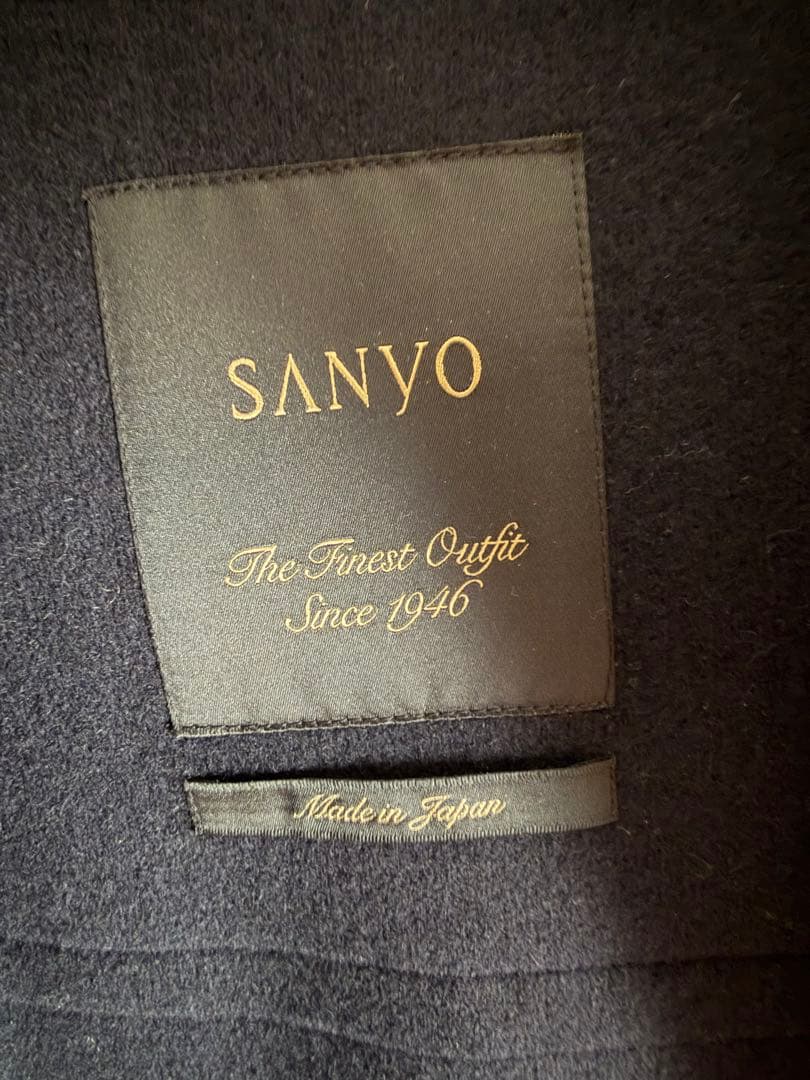 SANYO サンヨーコート ウールジャージーダッフルコート ダークネイビーL