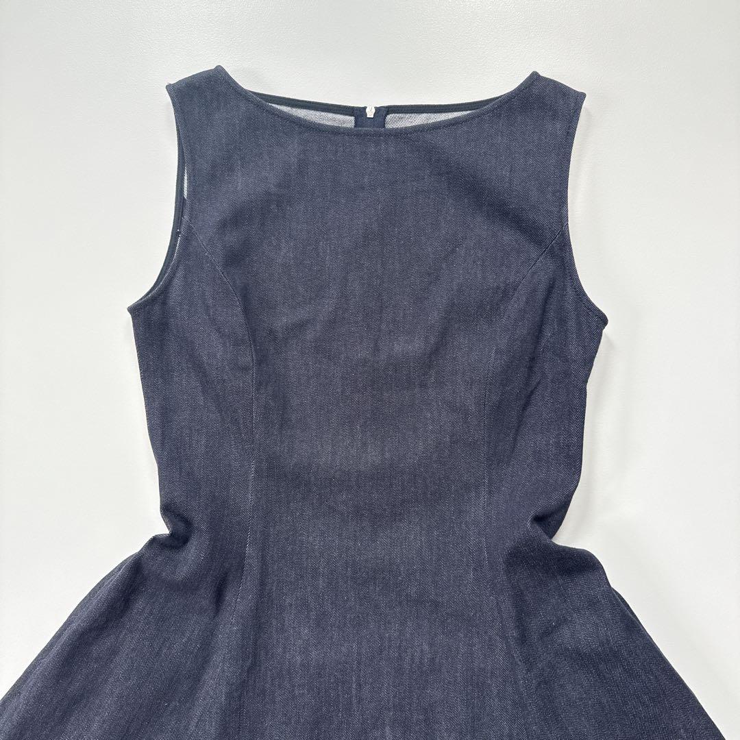 近年未使用級 フォクシーニューヨーク フレア ノースリーブ デニムワンピース