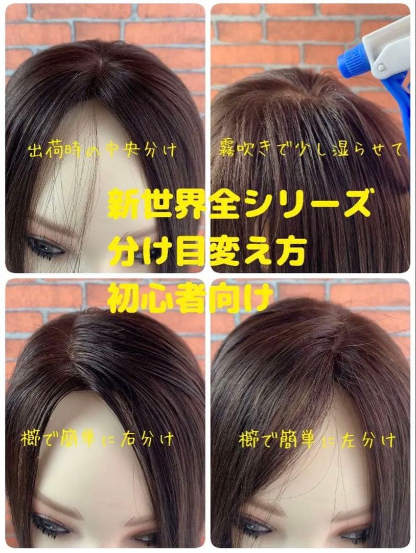 2025新世界 人毛100% フルウィッグ シルクスキン 医療ウィッグ ブラック