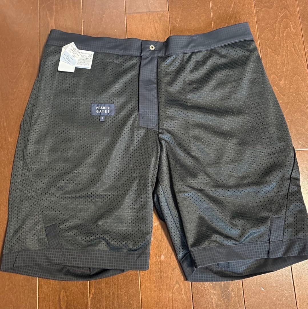 パーリーゲイツ P e ＷJQヘリポン　ハーフパンツ濃紺×黄色サイズ6