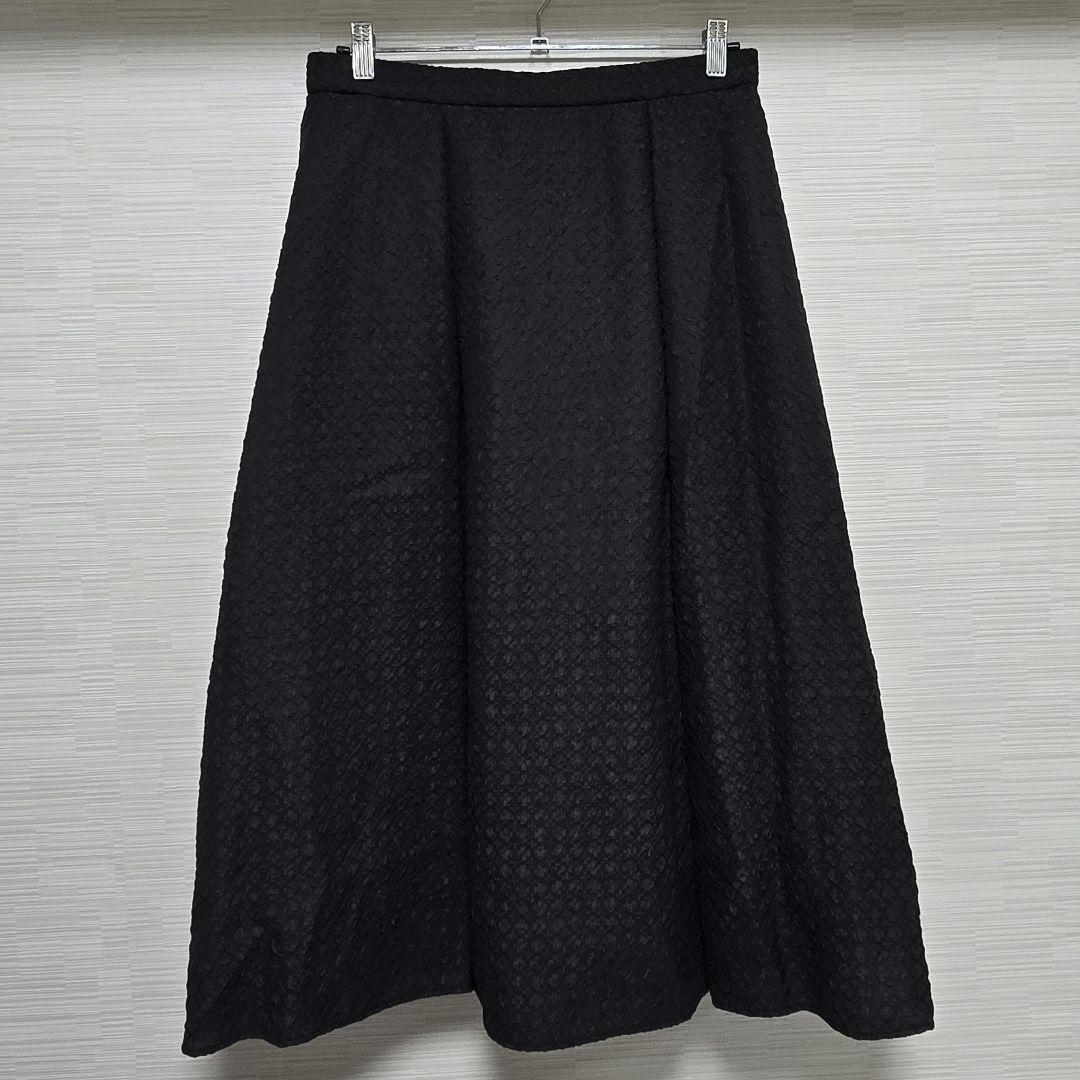 新品タグ付き【洗える】23区 プレザンスジャカードタックスカート 44 ブラック