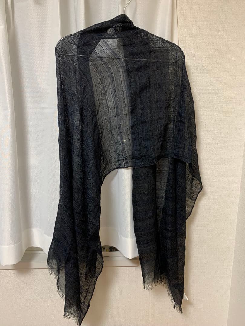 【更にお値下】Y‘s 大判薄手ストール／MULTI BORDER STOLE/黒
