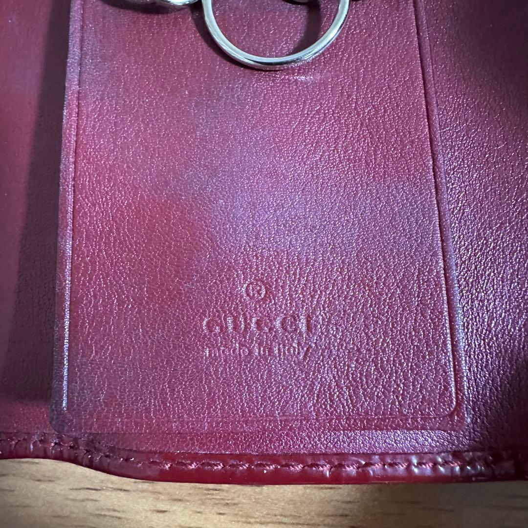 GUCCI グッチ 6連キーケース　エナメル 赤 ハートプレート