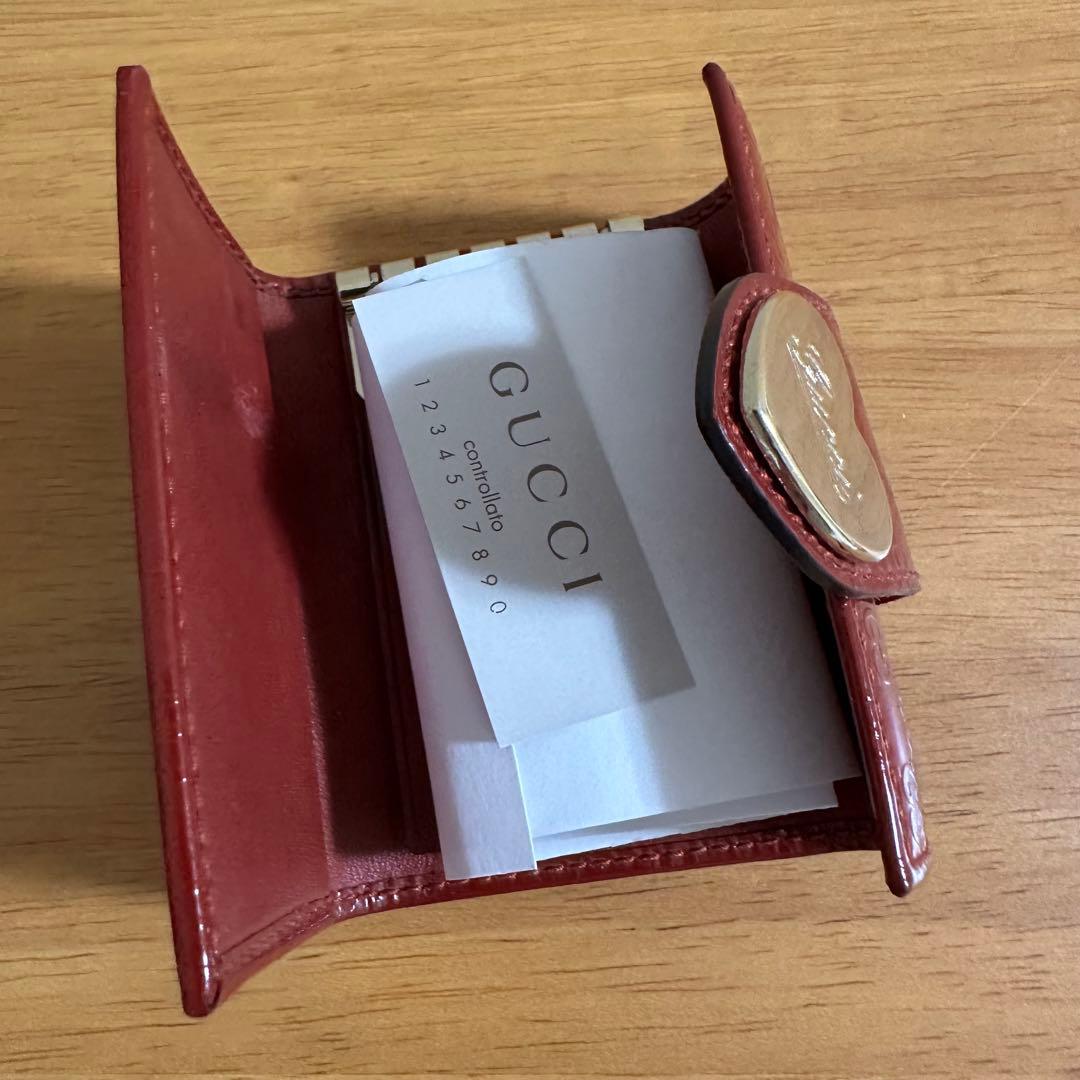 GUCCI グッチ 6連キーケース　エナメル 赤 ハートプレート