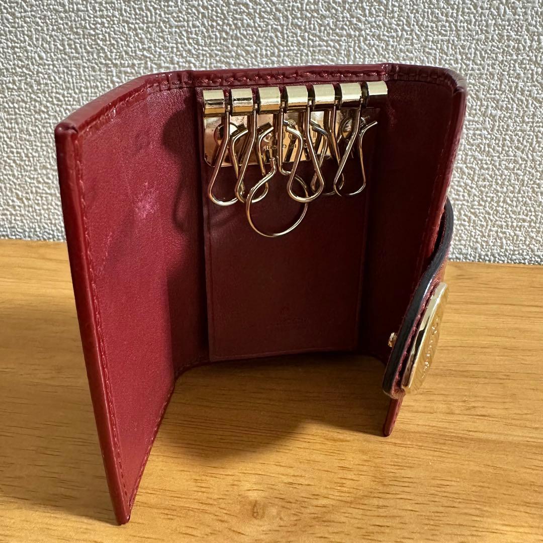 GUCCI グッチ 6連キーケース　エナメル 赤 ハートプレート