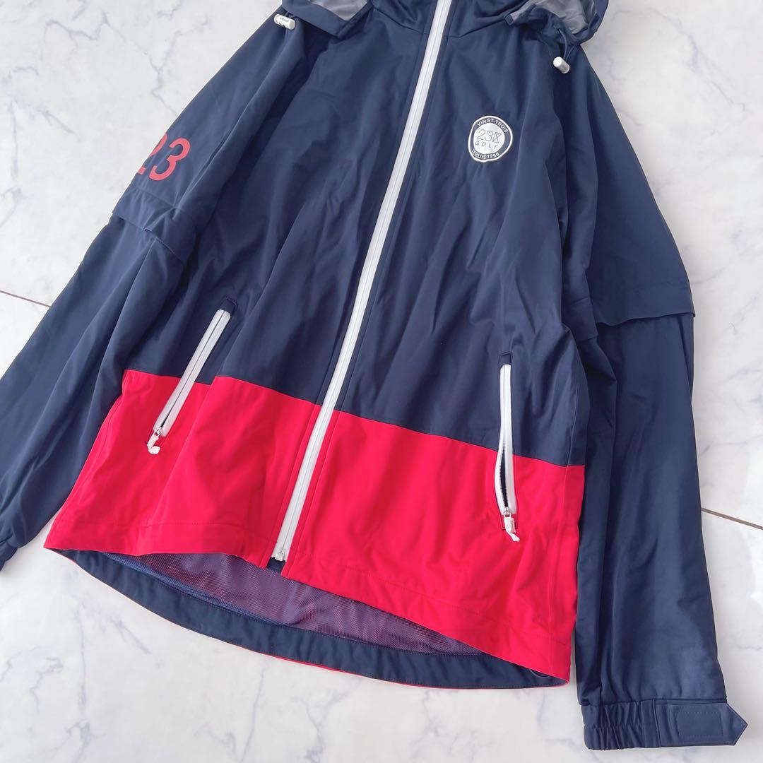 【未使用級】23区ゴルフ レインウェア セットアップ 上下 ネイビー M〜L