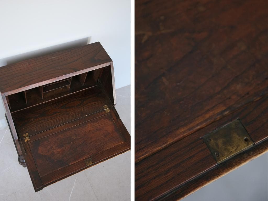 英国アンティーク木製ライティングビューロー/デスク/勉強机/テーブル(91-10