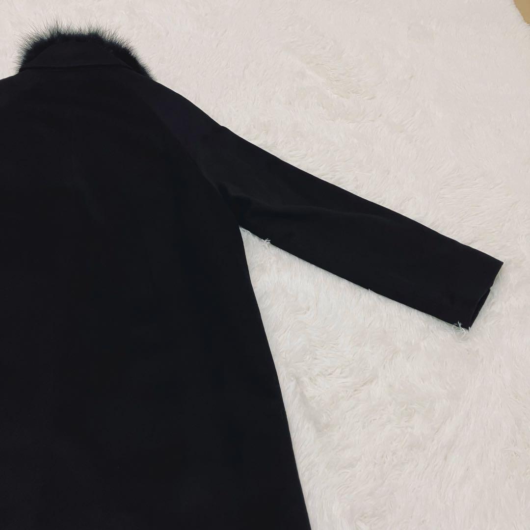 ロングコート カシミア100% ブルーフォックスファー 11AR(L) ブラック