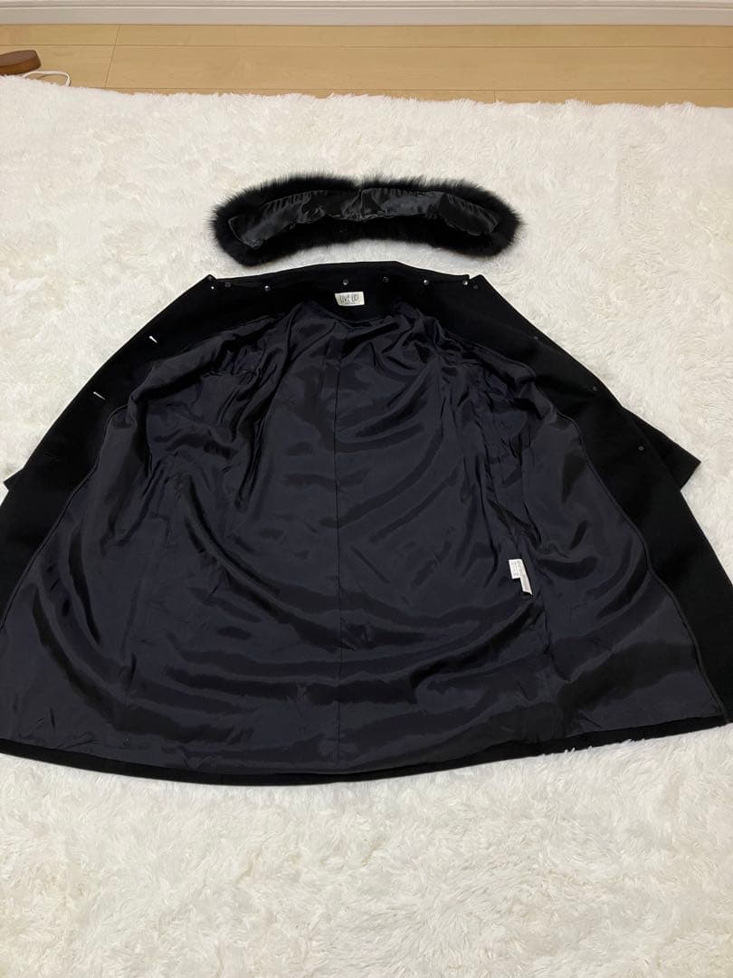 ロングコート カシミア100% ブルーフォックスファー 11AR(L) ブラック