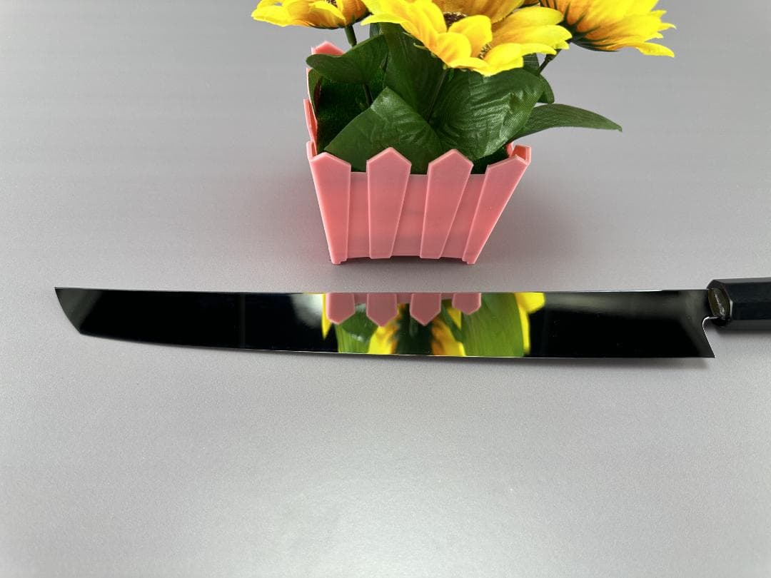 5553 先丸柳刃包丁 尺 ウルトラ鏡面仕上げ 刺身包丁 和包丁 黒檀水牛八角柄