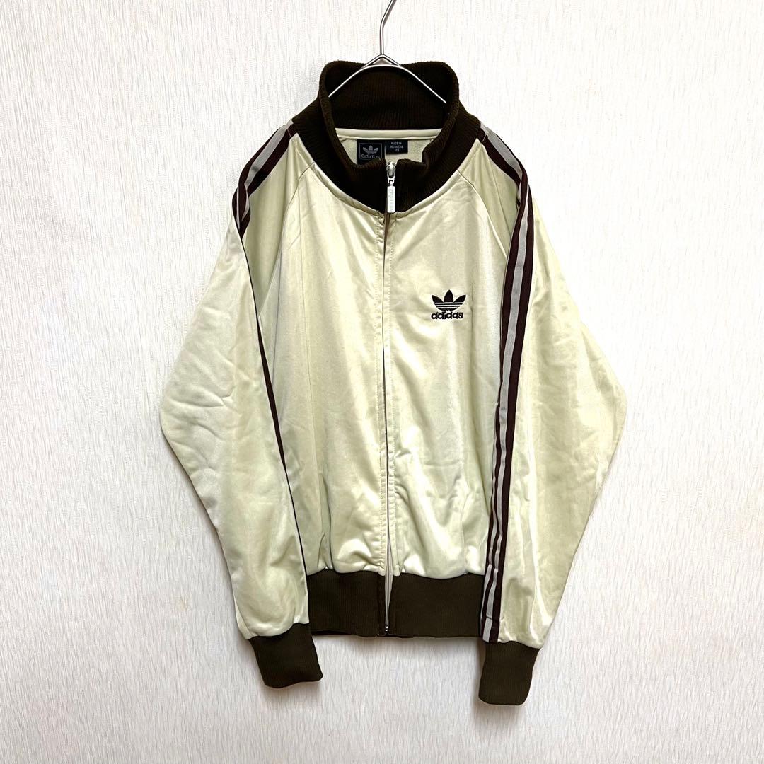 【レアカラー‼️】adidasトラックジャケット ベージュブラウン L 短丈 古着