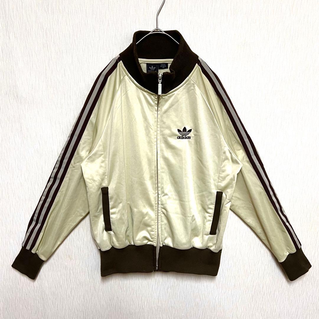 【レアカラー‼️】adidasトラックジャケット ベージュブラウン L 短丈 古着