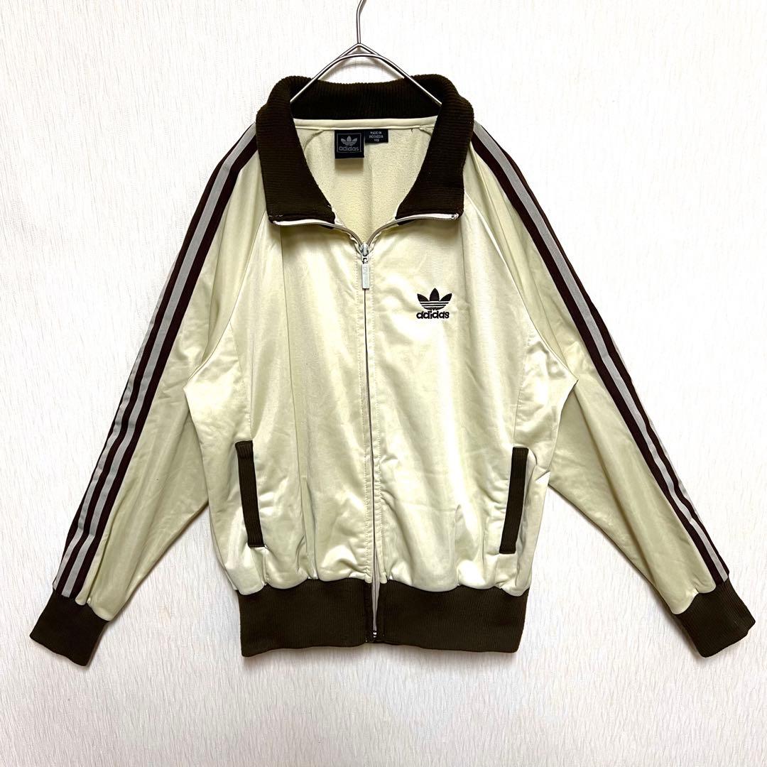 【レアカラー‼️】adidasトラックジャケット ベージュブラウン L 短丈 古着